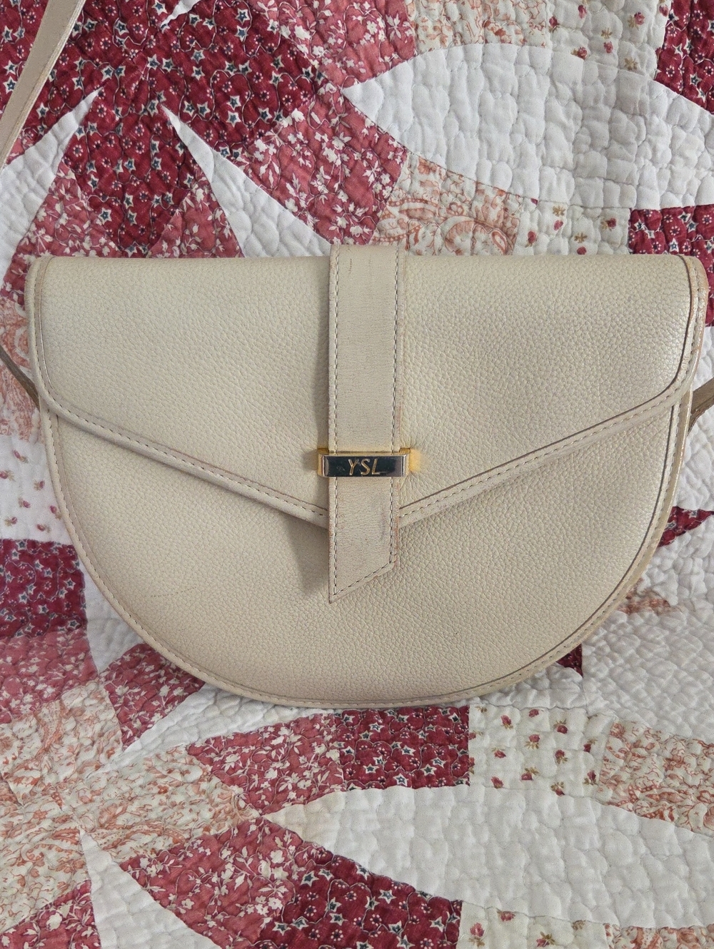 YSL Women's Cream Leather Crossbody Bag - Elegant Neutral crossbody  Bag - Picture 2 of 10
